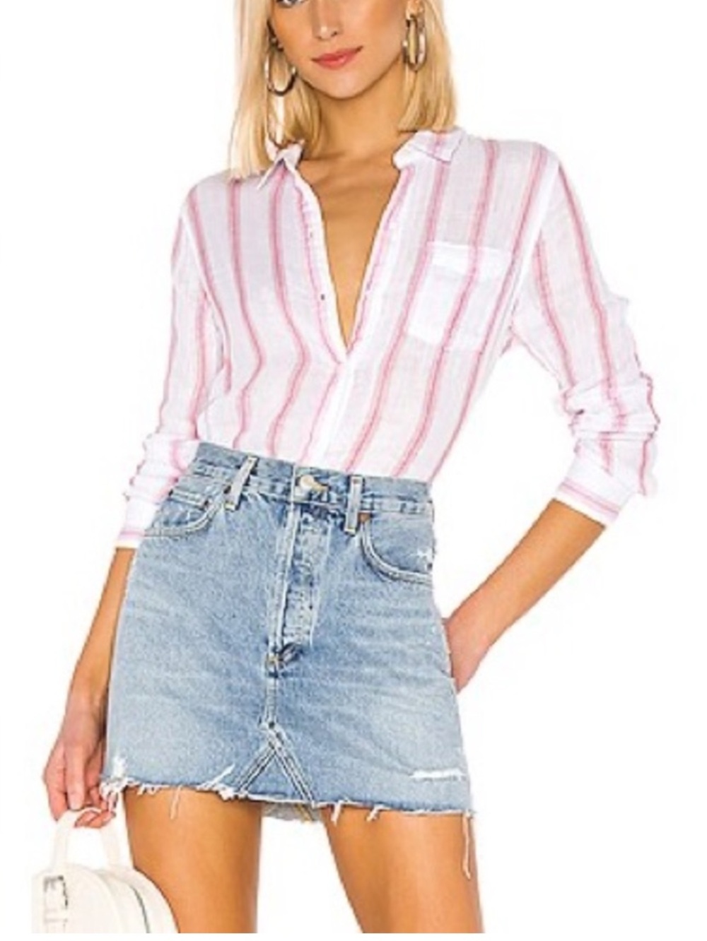 Rails Reagan button down shirt Tulip pink striped Size XS
